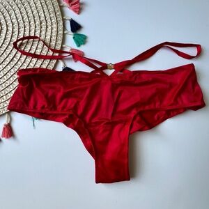 Victoria's Secret Very Sexy So Obsessed Strappy Cheeky Panty Red Medium NEW